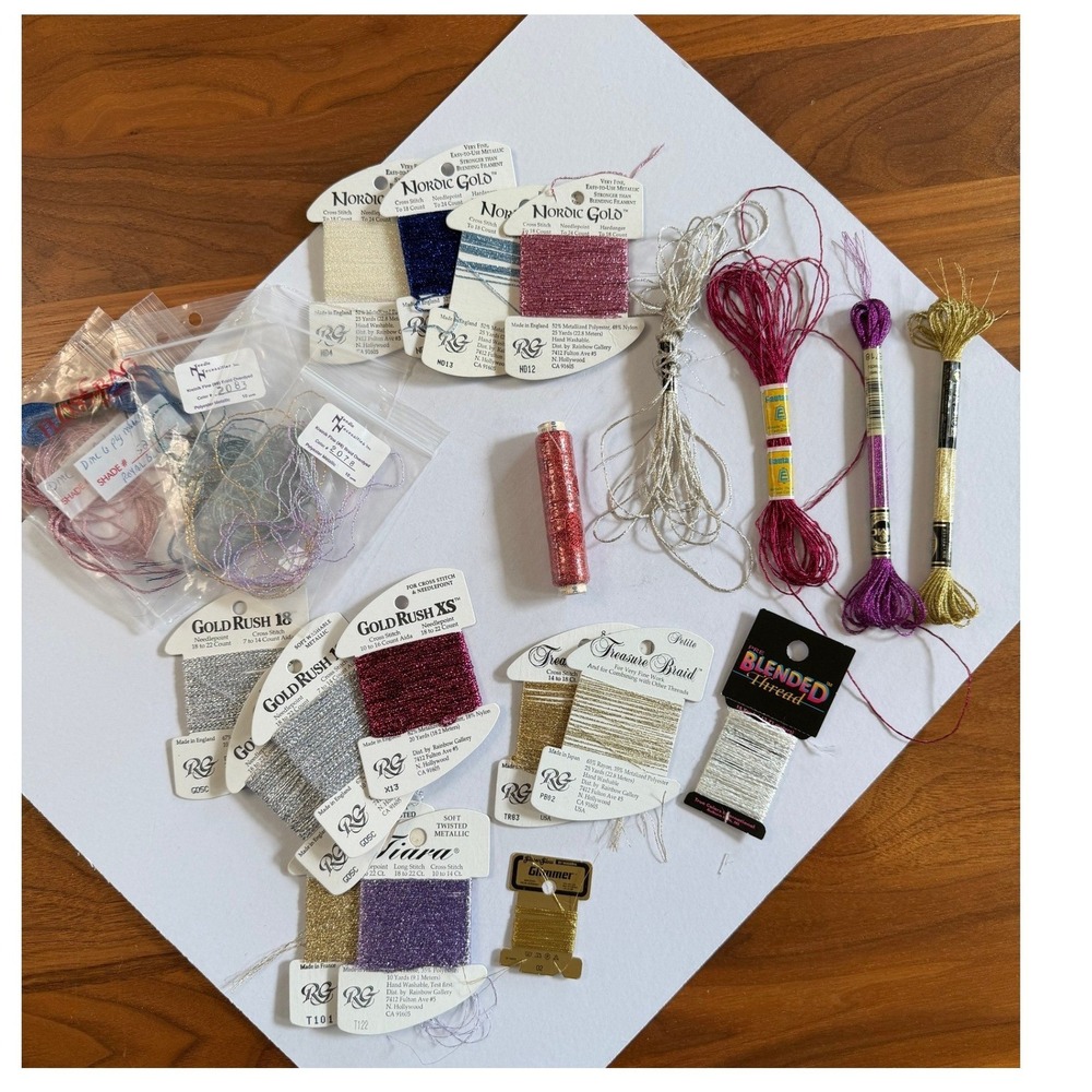 Rainbow Gallery DMC Mixed Metallic Needlepoint Embroidery Floss Thread Lot